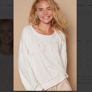 🎄POL “ San Francisco 2” Vintage Washed Knit Sweater with Love Letter Patch 79